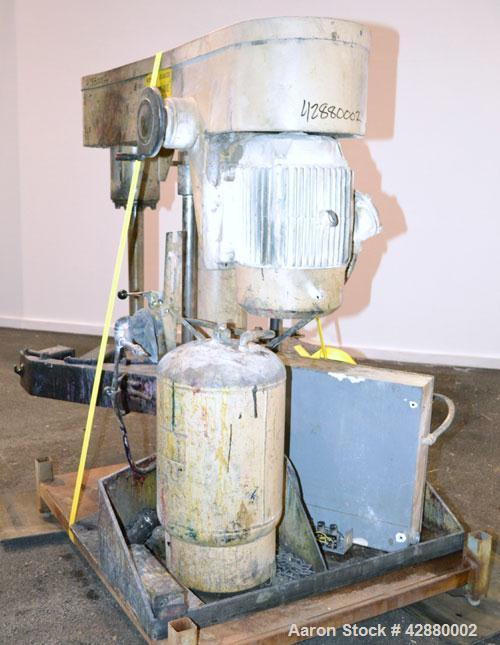 Used Schold Variable High Speed Disperser, Model 30 VHS. Approximately 3’’ diameter tapered carbon steel shaft with a 14" diameter carbon steel saw tooth blade. Will center in an approximate 60" diam...