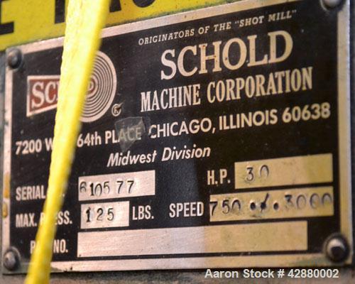 Used Schold Variable High Speed Disperser, Model 30 VHS. Approximately 3’’ diameter tapered carbon steel shaft with a 14" diameter carbon steel saw tooth blade. Will center in an approximate 60" diam...