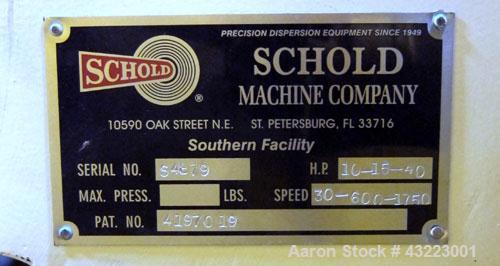 Used Stainless Steel Schold Concentric Triple Shaft Tri-axial Disperser