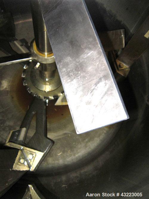 Used Schold Concentric Triple Shaft Tri-axial Disperser, 304 Stainless Steel. (1) High speed shear blade, driven by a 40 hp, 3/60/230/460 volt, 1800 rpm XP motor, speed range 0-1750 rpm, (1) Intermed...