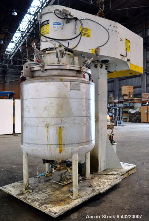 Used Schold Concentric Triple Shaft Tri-axial Disperser, 304 Stainless Steel. (1) High speed shear blade, driven by a 40 hp, 3/60/230/460 volt, 1800 rpm XP motor, speed range 0-1750 rpm, (1) Intermed...