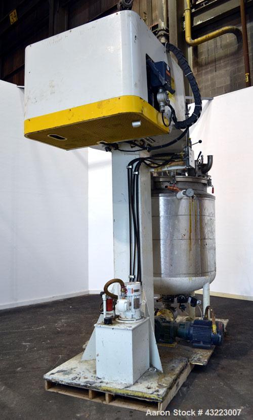 Used Schold Concentric Triple Shaft Tri-axial Disperser, 304 Stainless Steel. (1) High speed shear blade, driven by a 40 hp, 3/60/230/460 volt, 1800 rpm XP motor, speed range 0-1750 rpm, (1) Intermed...
