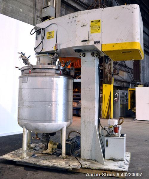Used Schold Concentric Triple Shaft Tri-axial Disperser, 304 Stainless Steel. (1) High speed shear blade, driven by a 40 hp, 3/60/230/460 volt, 1800 rpm XP motor, speed range 0-1750 rpm, (1) Intermed...