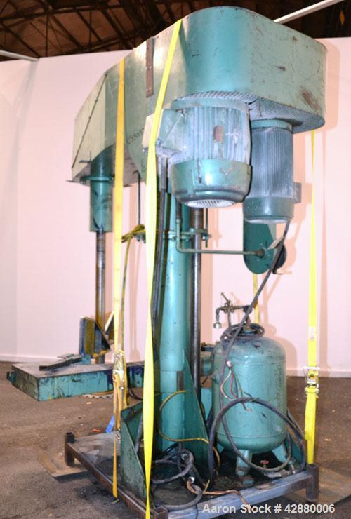 Used Schold Dual Drive Co-Axial Disperser, Model VHLS. (1) Approximately 3-3/4’’ diameter x 58" long carbon steel shaft with (1) 18’’ diameter 304 stainless steel high speed shear blade driven by a 6...