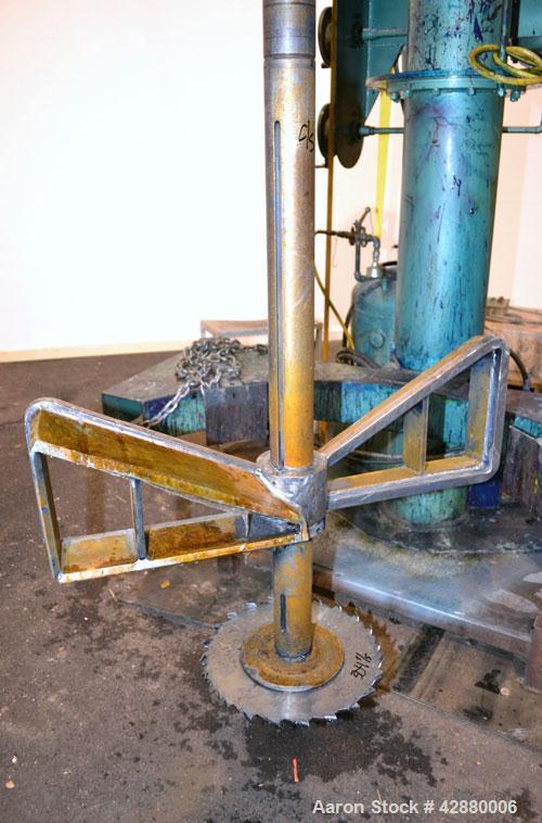 Used Schold Dual Drive Co-Axial Disperser, Model VHLS. (1) Approximately 3-3/4’’ diameter x 58" long carbon steel shaft with (1) 18’’ diameter 304 stainless steel high speed shear blade driven by a 6...