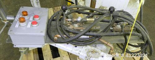 Used Schold Single Shaft Variable Low Speed Disperser, Model VLS 300. Approximately 2’’ diameter x 54" long 304 stainless steel shaft shaft (2) 15" diameter 3 blade turbine. Will center in an approxi...
