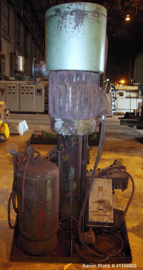 Used Schold Disperser. 3 1/2" diameter x 44" long shaft with an 18" diameter sawtooth blade. Will center in an approximate  50" diameter can. Air/oil lift. Hand operated variable speed drive, speed r...