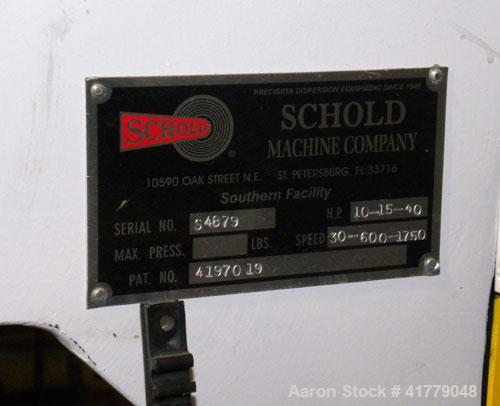 Used- Schold Concentric Triple Shaft Triaxial Disperser, 304 Stainless Steel. (1) High speed shear blade, driven by a 40 hp,...