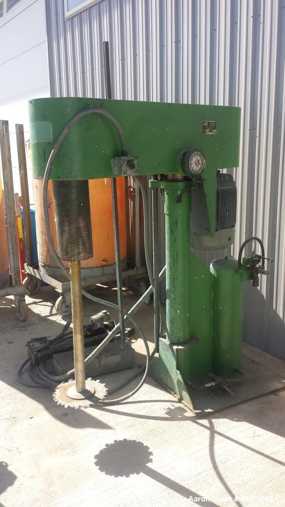 Used Schold Disperser Mixer. driven by a 20 HP Motor. 45" lift, 2" x 40" shaft, Air over oil.