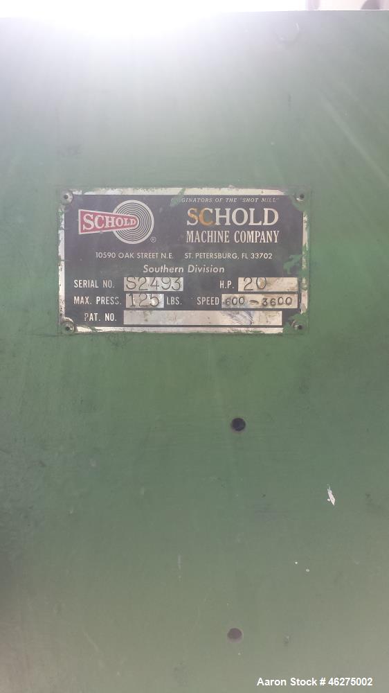 Used Schold Disperser Mixer. driven by a 20 HP Motor. 45" lift, 2" x 40" shaft, Air over oil.