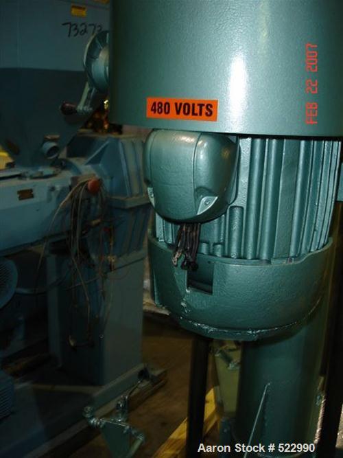 USED: Schold dissolver. 3" diameter x 36" long carbon steel shaftwith a bow tie style blade. Will center in an approximate 24" diameter can. Air/oil lift, can holder. Hand operated variable speedpull...