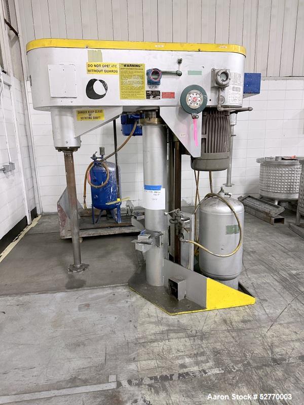 Used- Schold Disperser Mixer. Maximum pressure 150 lbs. Speed 400 - 2000 rpm. Schold high pumper, high speed blade. Driven b...