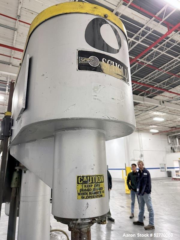 Used- Schold Disperser Mixer. Maximum pressure 150 lbs. Speed 400 - 2000 rpm. Schold high pumper, high speed blade. Driven b...