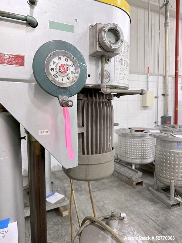 Used- Schold Disperser Mixer. Maximum pressure 150 lbs. Speed 400 - 2000 rpm. Schold high pumper, high speed blade. Driven b...