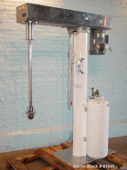 USED: Scott Turbon floor mounted mixer, model PR-MIXR4501-00, stainless steel. Approximate 10 hp motor, capacity range approximately 25-300 gallons.