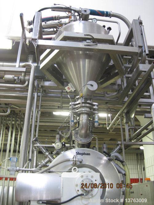 Used Stephan TC 300 Universal Mixer/Cooker, stainless steel construction, drum size 79 gallons (300 liters), batch size 26-58 gallons (100-220 liters).  Maximum temperature 203 deg F (95 deg C), with...