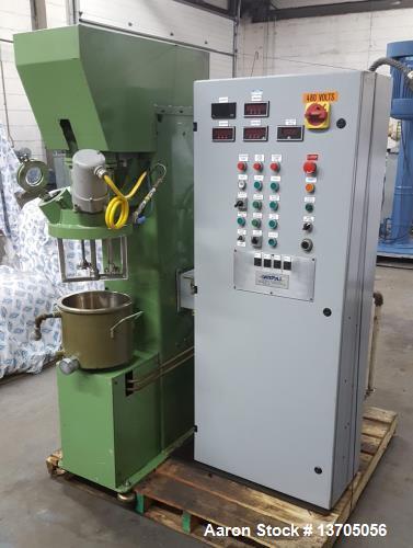 Used- 2.5 Gallon Turello, Vacuum, Jacketed Triple Shaft Mixer, Model TMD-10. Triple shaft vacuum jacketed mixer with can. St...