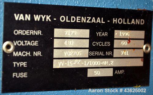 Used Van Wyk Systems Stand Frame Homo Mixer, Model VV-15-PZ-1/1000-NR.2