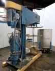 Used Bowers Disperser. 2-1/2” Diameter approximate 53” long 316 stainless steel shaft with a 304 stainless steel 18'' diameter saw tooth blade. Air/oil lift, adjustable tank holder. Driven by a 50hp,...