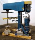 Used Bowers Disperser. 2-1/2” Diameter approximate 53” long 316 stainless steel shaft with a 304 stainless steel 18'' diameter saw tooth blade. Air/oil lift, adjustable tank holder. Driven by a 50hp,...