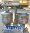 Used Gruber Tech Vacuum Mixer, model GS2000, 304 stainless steel. Dual stationary non-jacketed mixing cans, approximately 55 gallon, 500 pound capacity each. 28'' diameter x 24'' deep. Stainless stee...