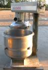 Used Gruber Tech Vacuum Mixer, model GS2000, 304 stainless steel. Dual stationary non-jacketed mixing cans, approximately 55 gallon, 500 pound capacity each. 28'' diameter x 24'' deep. Stainless stee...