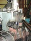 Used Moriyama Kneader Mill, Batch Mixer/Compounder, Model D3-7.5. 3 Liter mixing capacity, speeds front approximately 25 to 100 rpm. Single ram air cylinder feed, manual crank tilt bowl. Driven by a ...
