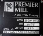 Used- Premier Mill Corp Prem-A-Mix ESD Dual Shaft Disperser, Model ESD/V-40/25, 304 stainless steel. 138 to 275 gallon batch...