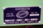 Used Premier Mill Laboratory Dispersator. Capacity up to 5 gallon batches. Approximate ¾” diameter x 10” long 316 stainless steel shaft, no mixing blade. Driven by a 1-1/2hp, 3/60/230/460 volt, 3450 ...