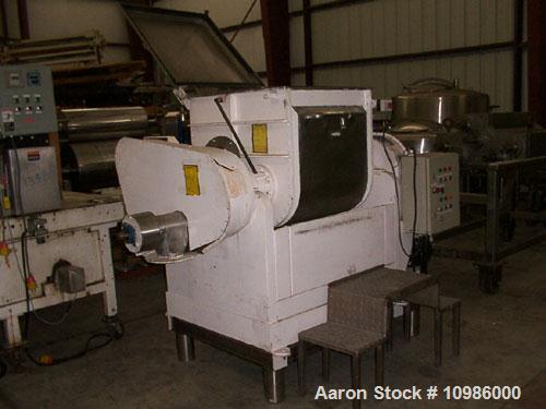 Unused-Used: Approximately 75 gallon food grade double arm mixer/extruder. Bowl dimensions: 27" front to back x 32" left to ...