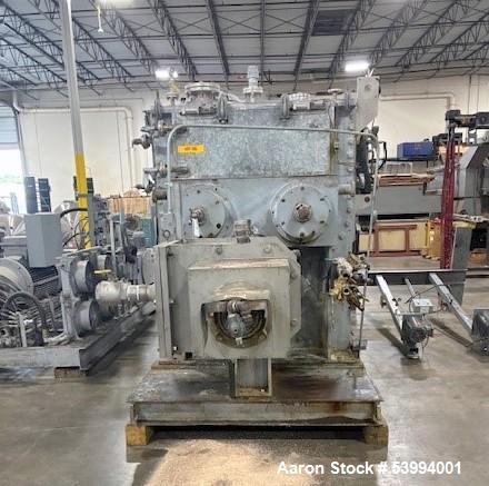 Used Lleal Double Sigma Extruder Kneader. Model AME-2600. 650 gallon; Stainless steel; Sigma blades; Hydraulically driven; Vacuum rated; 75 kW (100 hp) blade power; 55 kW (75 hp) extruder power.