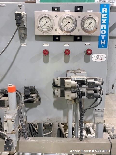 Used Lleal Double Sigma Extruder Kneader. Model AME-2600. 650 gallon; Stainless steel; Sigma blades; Hydraulically driven; Vacuum rated; 75 kW (100 hp) blade power; 55 kW (75 hp) extruder power.