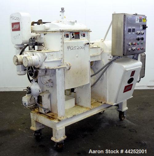 Used AMK Class IV Double Arm Mixtruder, 15 Gallon (60 Liter) Working Capacity, 304 Stainless Steel. Carbon steel jacketed bowl, 19-5/8” left to right x 18-1/8” front to back x approximately 18” deep....