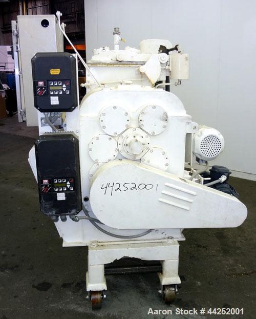 Used AMK Class IV Double Arm Mixtruder, 15 Gallon (60 Liter) Working Capacity, 304 Stainless Steel. Carbon steel jacketed bowl, 19-5/8” left to right x 18-1/8” front to back x approximately 18” deep....
