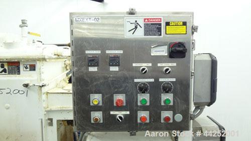 Used AMK Class IV Double Arm Mixtruder, 15 Gallon (60 Liter) Working Capacity, 304 Stainless Steel. Carbon steel jacketed bowl, 19-5/8” left to right x 18-1/8” front to back x approximately 18” deep....
