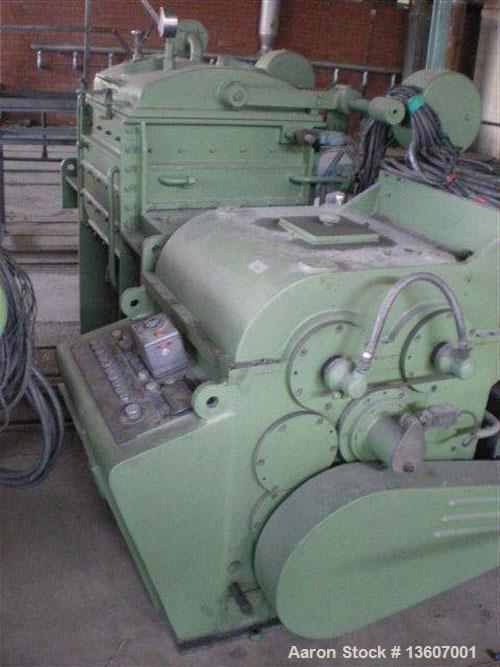 Used AMK mixer/extruder, type VI U160 IIV. Material of construction is 304/321 stainless steel on product contact parts. Jacketed bowl, not rated for vacuum, 52.9 gallon (200 liter) total capacity, 4...