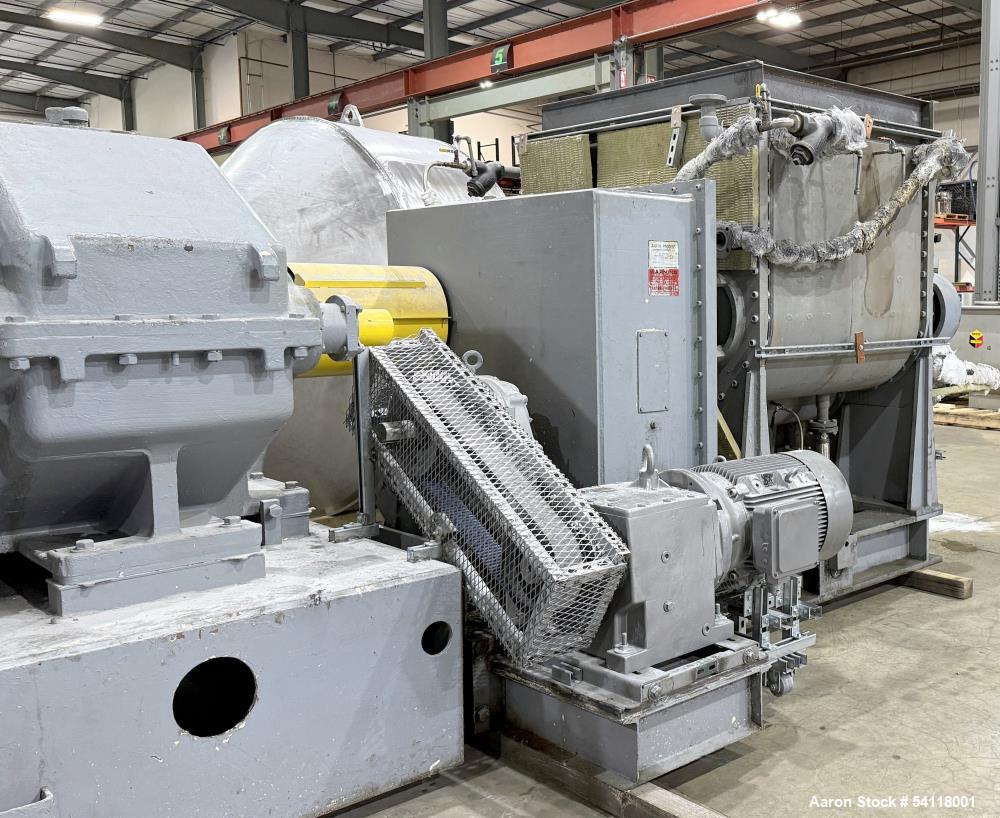 Used - Aaron Process 300 Gallon Sigma Blade Mixer Extruder. 450 Gallon Total Capacity. Carbon Steel Construction. Serial Number 93300150464MX.
