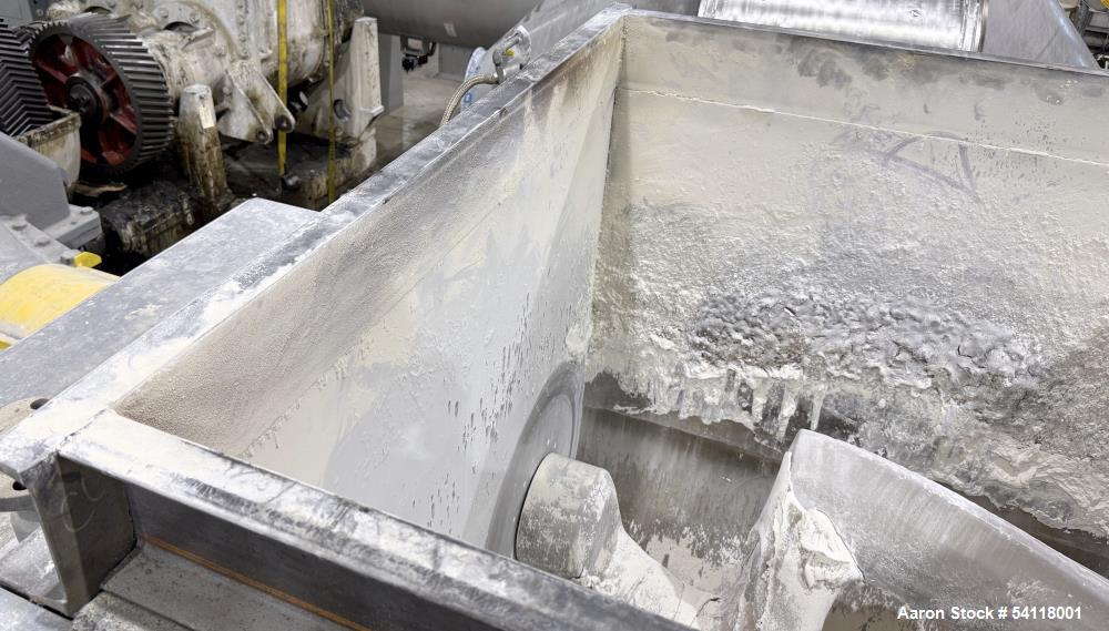 Used - Aaron Process 300 Gallon Sigma Blade Mixer Extruder. 450 Gallon Total Capacity. Carbon Steel Construction. Serial Number 93300150464MX.