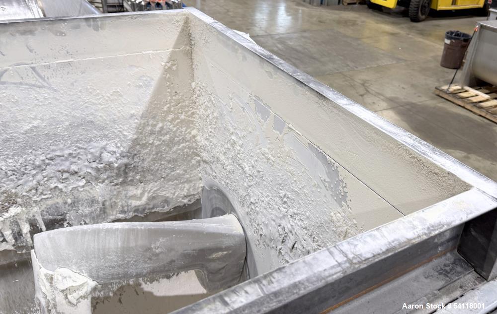Used - Aaron Process 300 Gallon Sigma Blade Mixer Extruder. 450 Gallon Total Capacity. Carbon Steel Construction. Serial Number 93300150464MX.