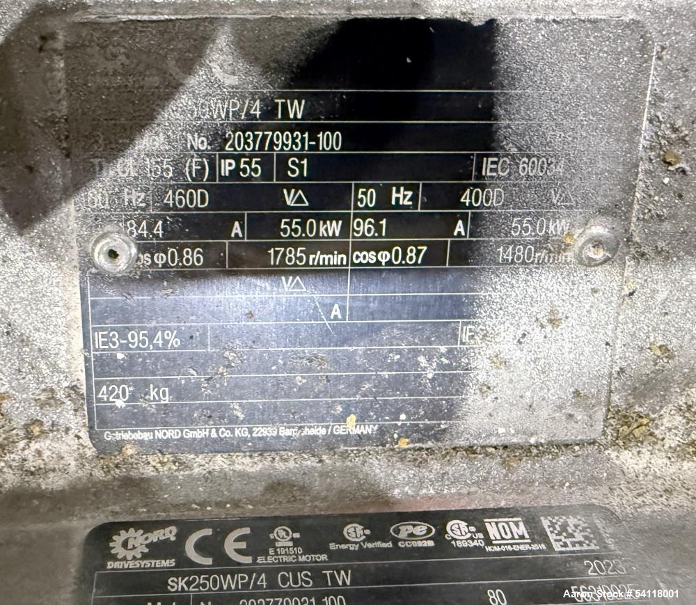 Used - Aaron Process 300 Gallon Sigma Blade Mixer Extruder. 450 Gallon Total Capacity. Carbon Steel Construction. Serial Number 93300150464MX.