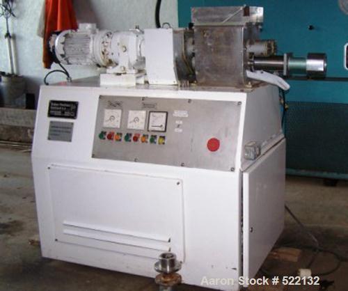 USED: Baker Perkins/Guittard Lab Mixtruder, model LEX8. 2.11 gallon(8 liters) working capacity. 304 stainless steel contact parts.Jacketed bowl, sigma blades. Mixing blade speeds: 29 rpm front blade,...