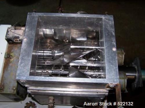 USED: Baker Perkins/Guittard Lab Mixtruder, model LEX8. 2.11 gallon(8 liters) working capacity. 304 stainless steel contact parts.Jacketed bowl, sigma blades. Mixing blade speeds: 29 rpm front blade,...