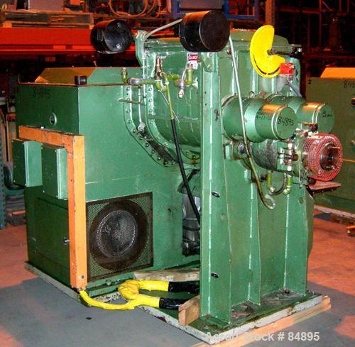 USED: Baker Perkins-Guittard mixer extruder, type ME15SL, 316 stainless steel. 26.5 gallon working capacity, 39.6 total. Carbon steel jacketed bowl, 20" left to right x 25-1/2" front to back x approx...