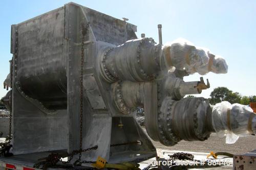 USED: Baker Perkins/Guittard Mixer/Extruder. 300 gallon working capacity, 600 total, type MHE160SL, 304 stainless steel. 304 stainless steel jacketed bowl 54-3/4" front to back x 55" left to right x ...
