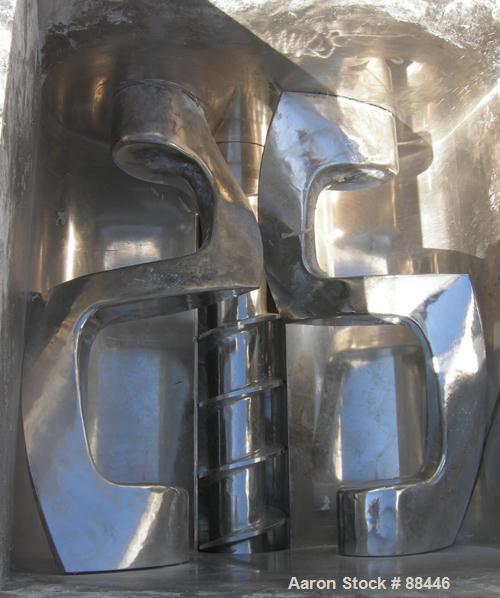 USED: Baker Perkins/Guittard Mixer/Extruder. 300 gallon working capacity, 600 total, type MHE160SL, 304 stainless steel. 304 stainless steel jacketed bowl 54-3/4" front to back x 55" left to right x ...