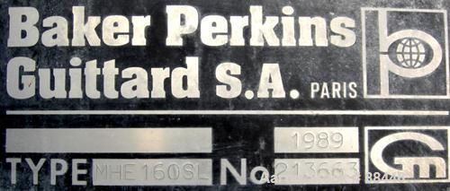 USED: Baker Perkins/Guittard Mixer/Extruder. 300 gallon working capacity, 600 total, type MHE160SL, 304 stainless steel. 304 stainless steel jacketed bowl 54-3/4" front to back x 55" left to right x ...