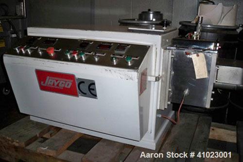 Used Jaygo Baker Perkins Model AME-7 Double Arm Sigma Mixer Extruder. Manufactured 1997. Unit features approximately 2 gallon working capacity, 7 1/2" long x 7" wide x 7" deep mix trough, stainless s...