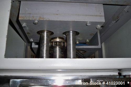 Used Jaygo Baker Perkins Model AME-7 Double Arm Sigma Mixer Extruder. Manufactured 1997. Unit features approximately 2 gallon working capacity, 7 1/2" long x 7" wide x 7" deep mix trough, stainless s...