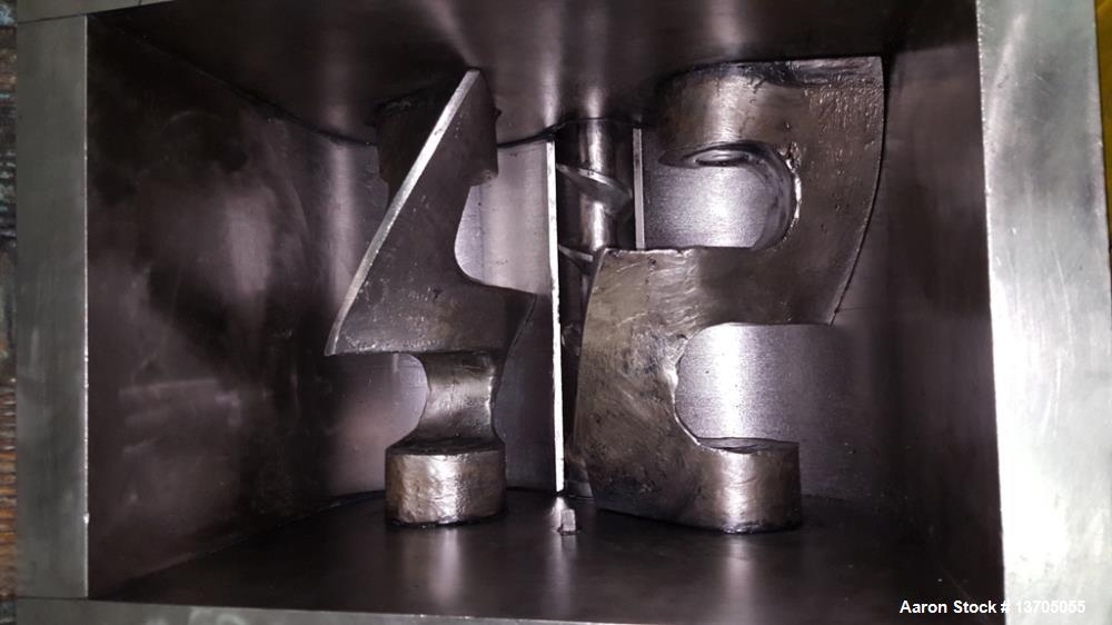Used 15 Gallon Jacketed, Vacuum, Sigma Blade Mixer/ Extruder. S/S Groupe Lautrette (RPA Process) Model MBD-90/60 Jacketed, vacuum, heavy duty sigma blade mixer/ extruder. Stainless steel construction...