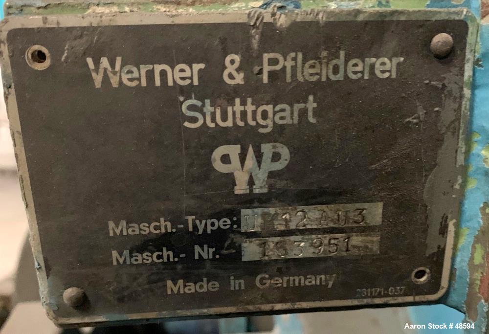 Used- Werner and Pfleiderer Mixer/Extruder, Type UK12-AU3